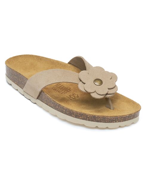 Sandales en Velours de Cuir Lene taupe