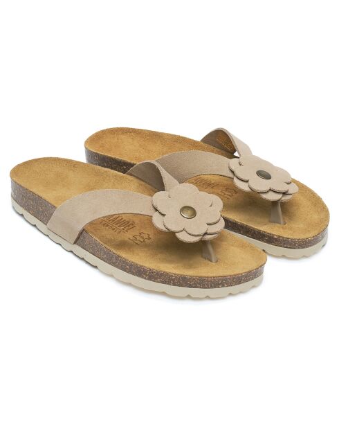 Sandales en Velours de Cuir Lene taupe