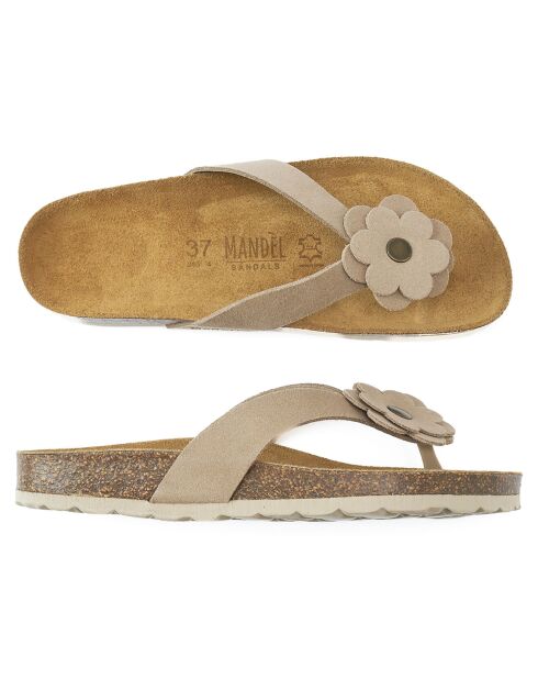 Sandales en Velours de Cuir Lene taupe