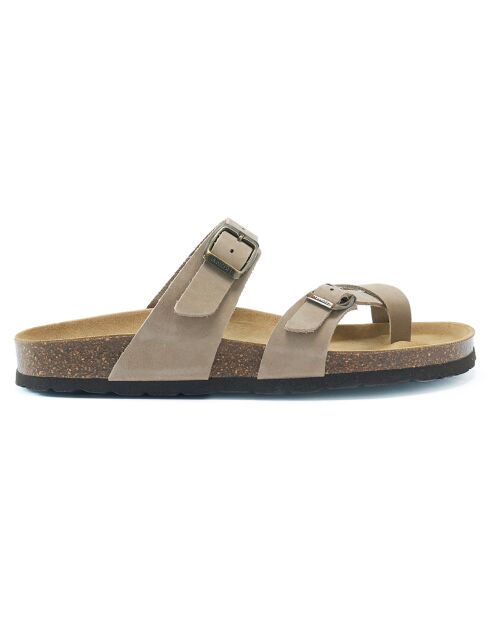 Sandales en Velours de Cuir Daria taupe