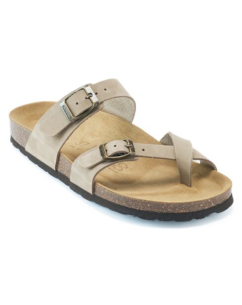 Sandales en Velours de Cuir Daria taupe