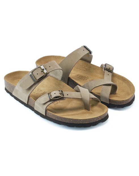 Sandales en Velours de Cuir Daria taupe