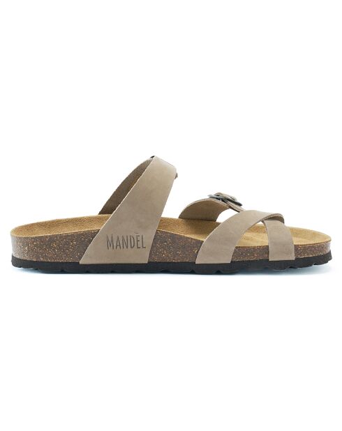 Sandales en Velours de Cuir Daria taupe