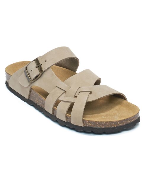Sandales en Velours de Cuir Alvaro beiges