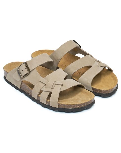 Sandales en Velours de Cuir Alvaro beiges