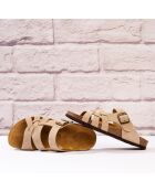 Sandales en Velours de Cuir Alvaro beiges