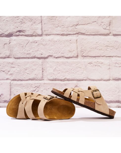 Sandales en Velours de Cuir Alvaro beiges