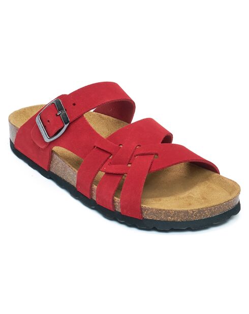 Alvaro rode fluwelen leren sandalen