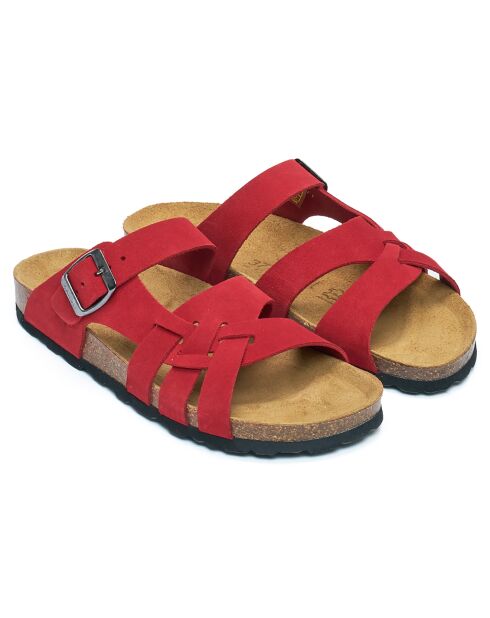 Alvaro rode fluwelen leren sandalen