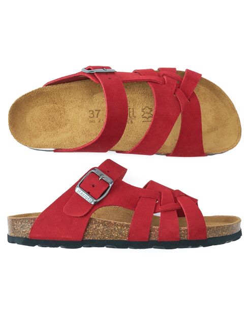 Alvaro rode fluwelen leren sandalen