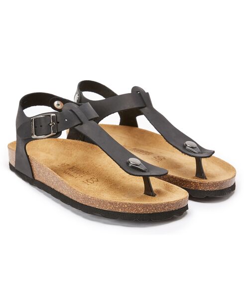 Sandalias de piel negra Leon