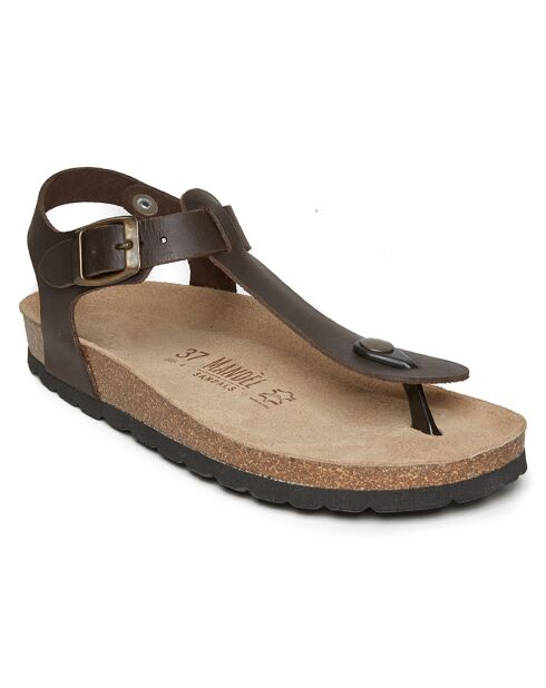 Sandales en Cuir Leon marron foncé