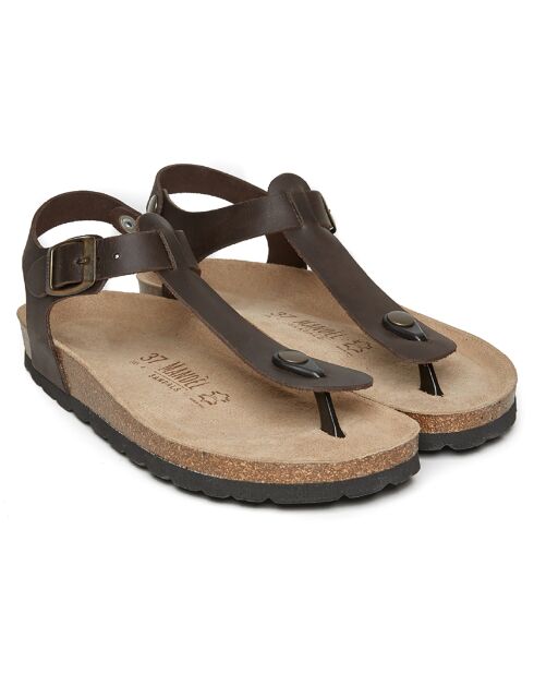 Sandales en Cuir Leon marron foncé