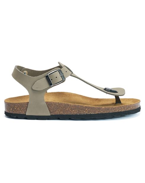 Sandales en Velours de Cuir Leon grises