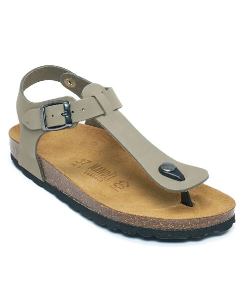 Sandales en Velours de Cuir Leon grises