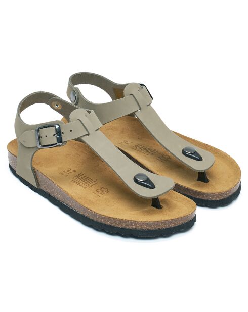 Sandales en Velours de Cuir Leon grises