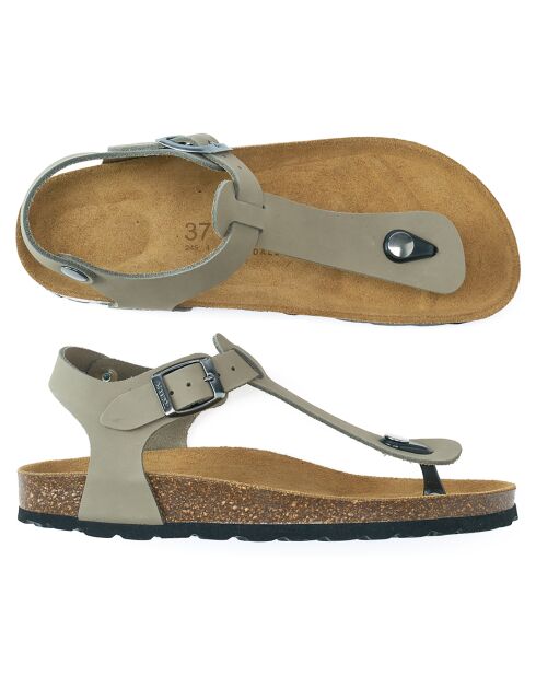 Sandales en Velours de Cuir Leon grises