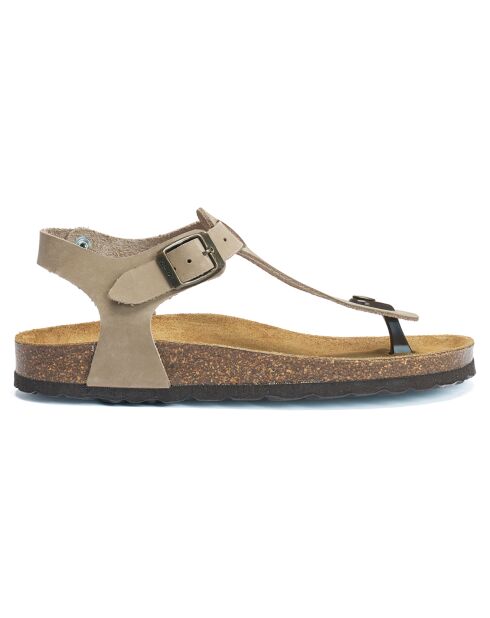 Sandales en Velours de Cuir Leon taupe