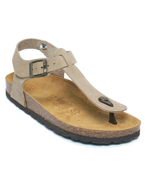 Sandales en Velours de Cuir Leon taupe