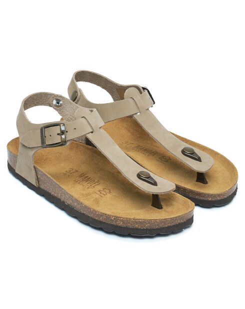 Sandales en Velours de Cuir Leon taupe