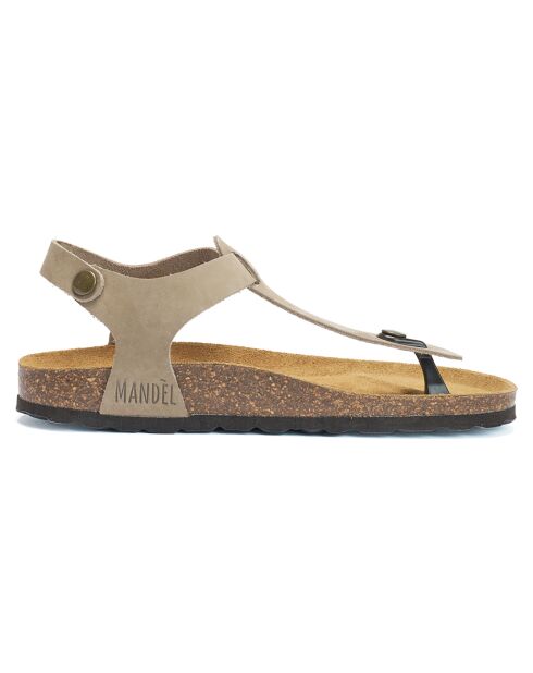 Sandales en Velours de Cuir Leon taupe