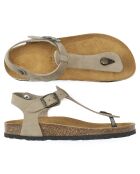 Sandales en Velours de Cuir Leon taupe