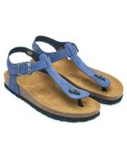 Sandales en Velours de Cuir Leon denim