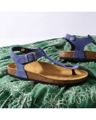 Sandales en Velours de Cuir Leon denim