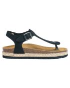 Sandales en Velours de Cuir Leon noires