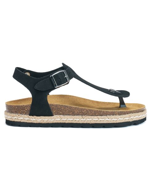 Schwarze Ledersandalen Leon aus Samt