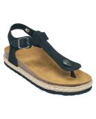 Sandales en Velours de Cuir Leon noires