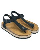 Sandales en Velours de Cuir Leon noires