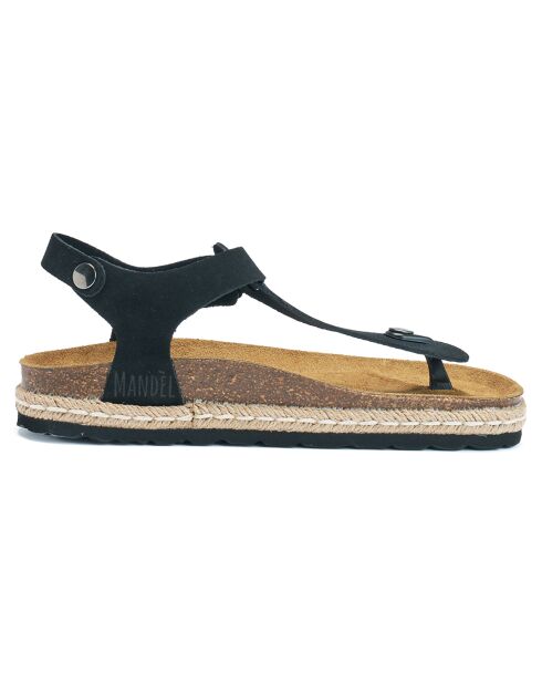 Sandales en Velours de Cuir Leon noires