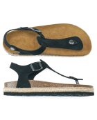 Sandales en Velours de Cuir Leon noires