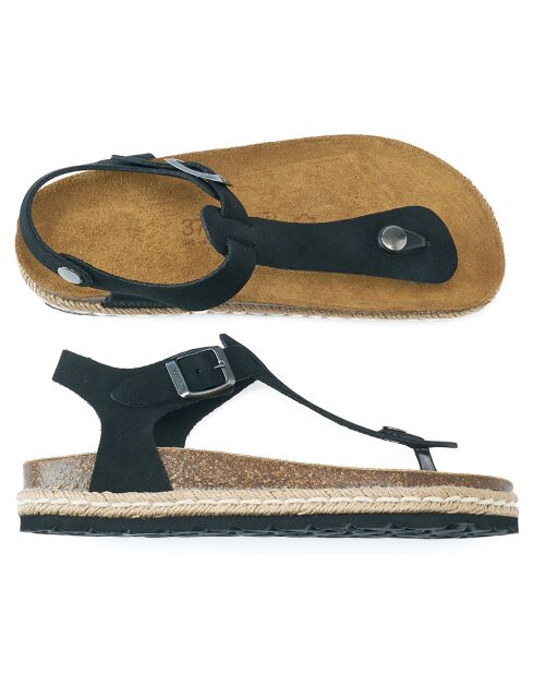 Schwarze Ledersandalen Leon aus Samt