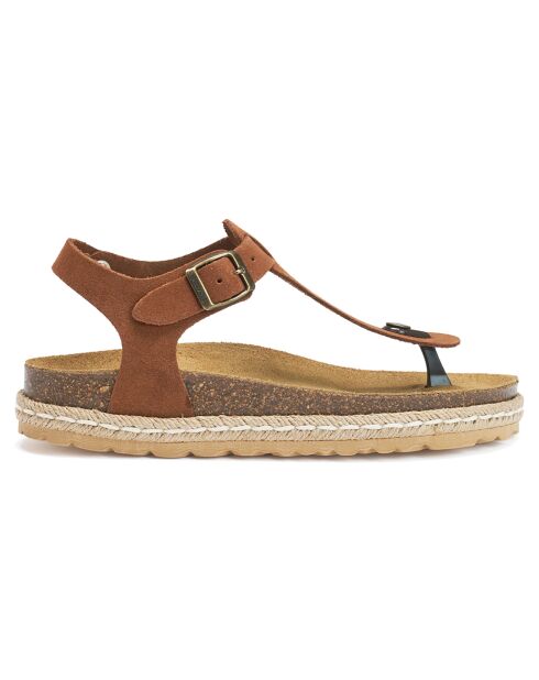 Sandales en Velours de Cuir Leon marron
