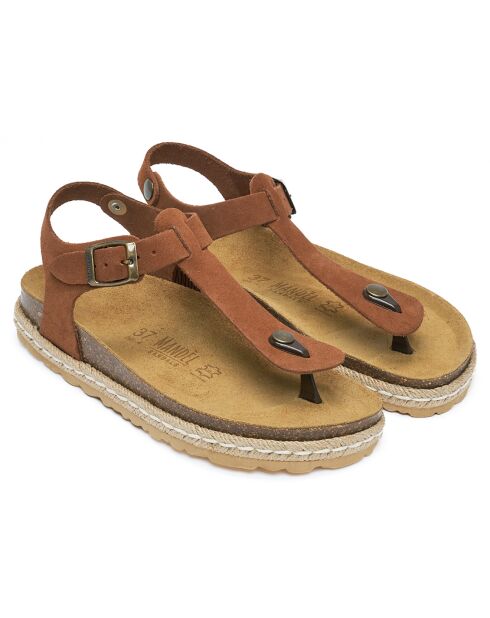 Sandales en Velours de Cuir Leon marron