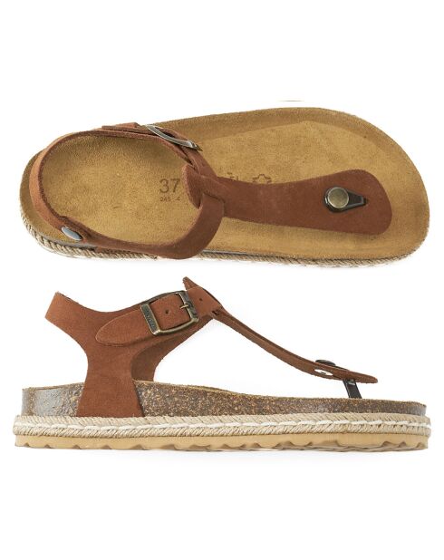 Sandales en Velours de Cuir Leon marron
