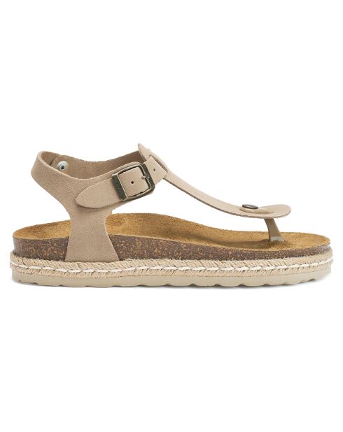 Sandales en Velours de Cuir Leon taupe