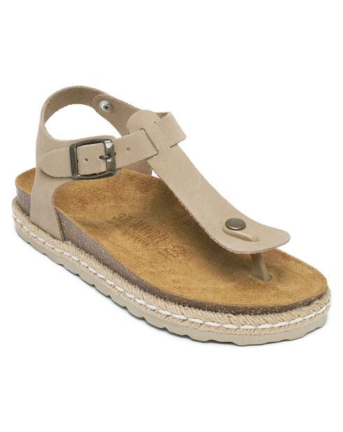 Sandales en Velours de Cuir Leon taupe