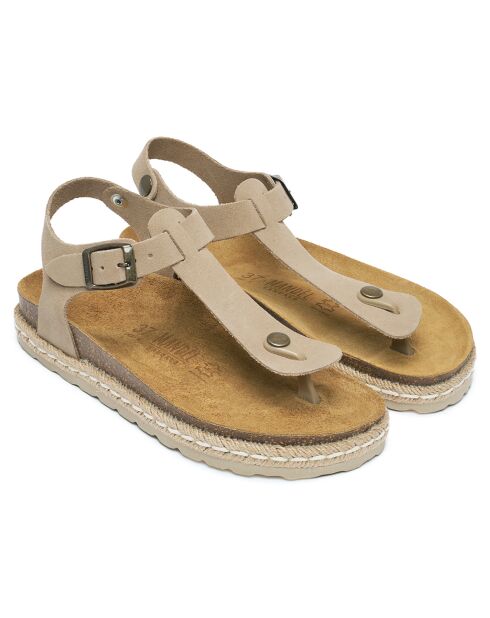 Sandales en Velours de Cuir Leon taupe