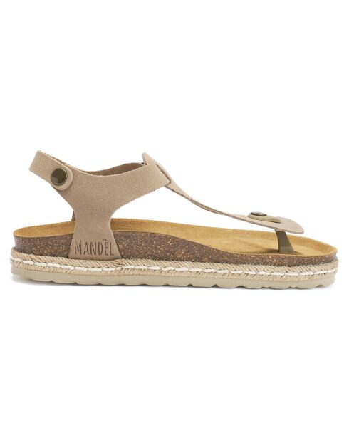 Sandales en Velours de Cuir Leon taupe