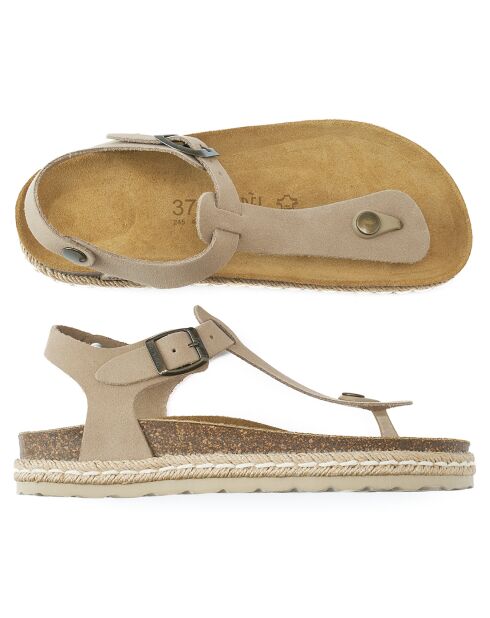 Sandales en Velours de Cuir Leon taupe