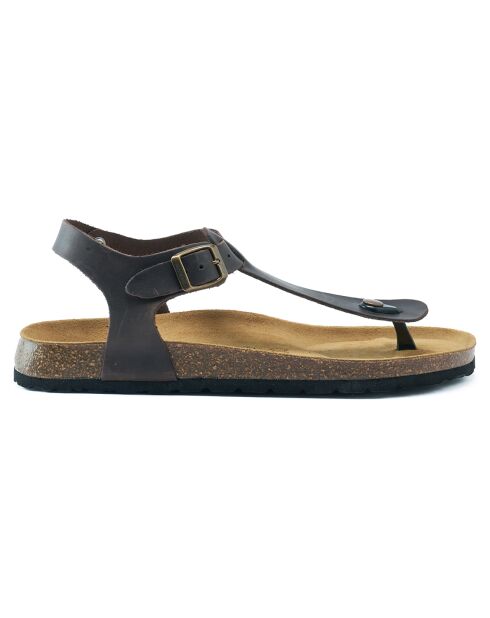 Sandales en Cuir Leon marron foncé