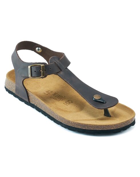 Sandales en Cuir Leon marron foncé