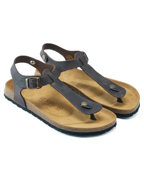 Sandales en Cuir Leon marron foncé