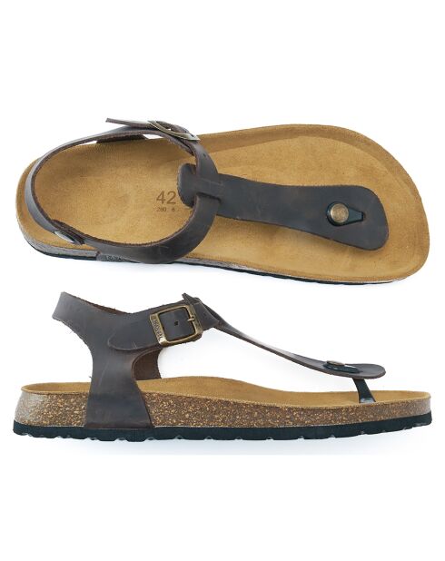 Sandales en Cuir Leon marron foncé