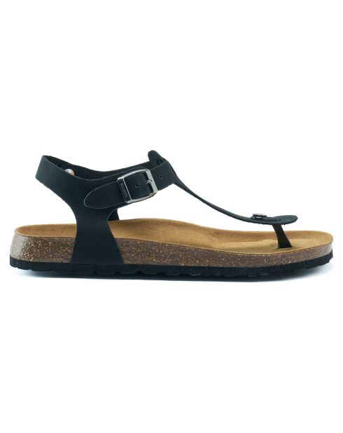Sandales en Velours de Cuir Leon noires