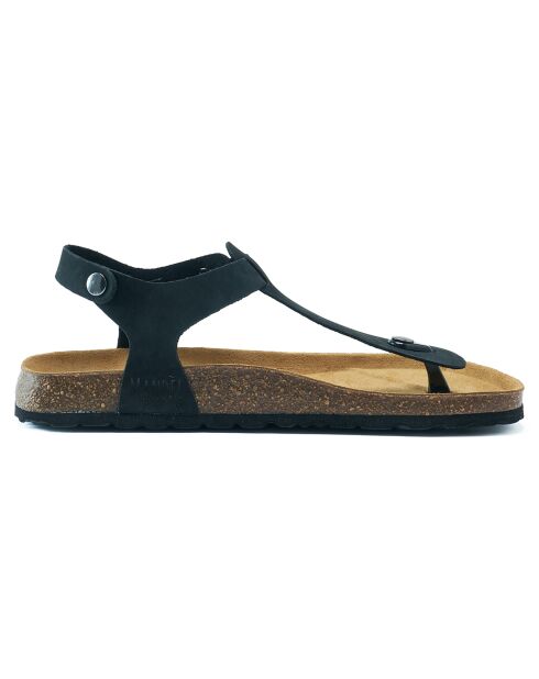 Sandales en Velours de Cuir Leon noires