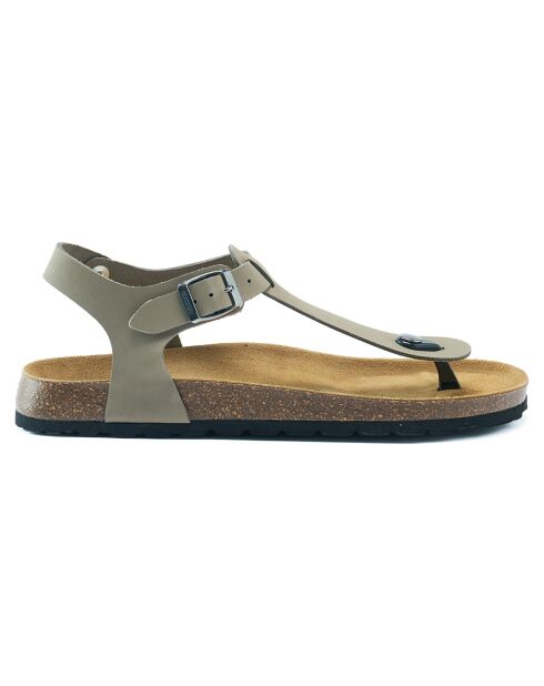 Sandales en Velours de Cuir Leon grises